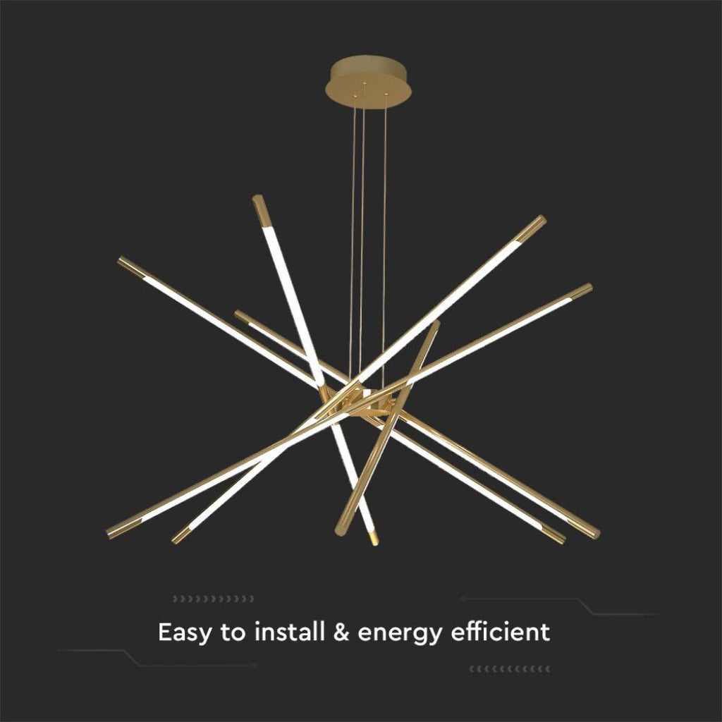 V-TAC Lampadario LED a Sospensione con 12 luci tabular 42W in Metallo Colore Oro Dimmerabile 3000K V-TAC Lampadario LED a Sospensione con 12 luci tabular 42W in Metallo Colore Oro Dimmerabile 3000K